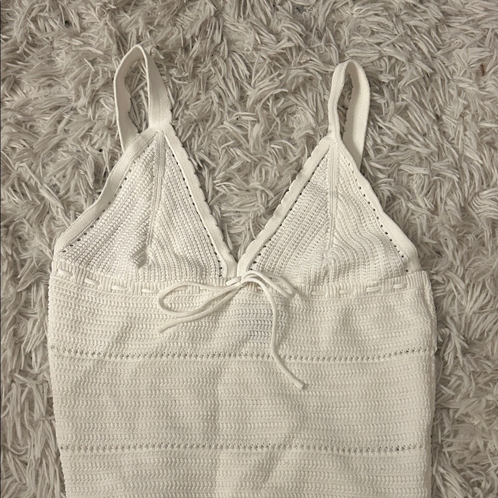 Elegant White Crochet Crop Top